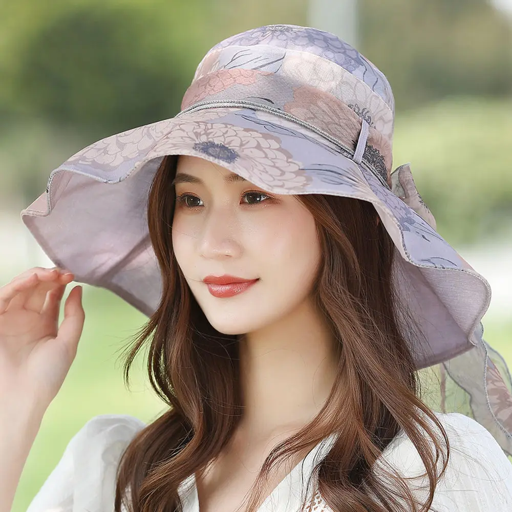 Beach Hats Women's Sun Caps 2021 Summer Fashion Organza Prints Bowknot Splicing Ruffles Travel Foldable Ladies Noble Sun hats
Beach Hats Women's Sun Caps 2021 Summer Fashion Organza Prints Bowknot Splicing Ruffles Travel Foldable Ladies Noble Sun hats