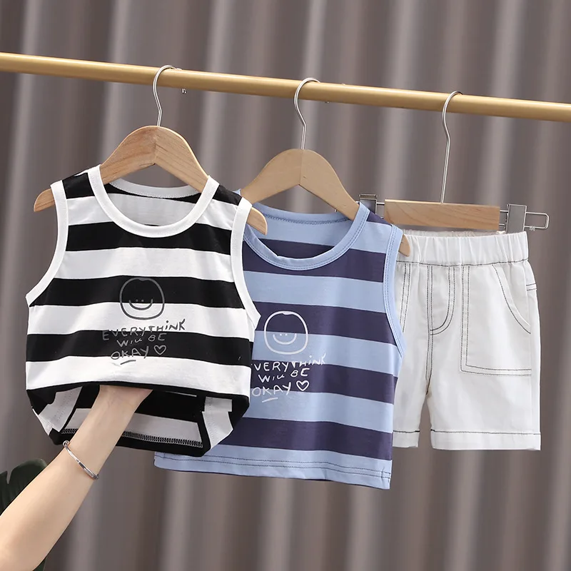 Summer Kids Boys Vest and Shorts Suit Cute Stripe Sleeveless Tops Casual Short Pants Set Sport Tracksuits Children Clothing Set
Summer Kids Boys Vest and Shorts Suit Cute Stripe Sleeveless Tops Casual Short Pants Set Sport Tracksuits Children Clothing Set
