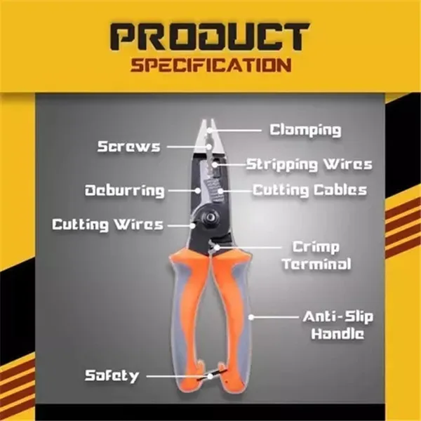 6 in1 Multifunctional Pliers for Electrician Wire Stripper Professional Cutter Wire Stripper Manual Cutter Tool
6 in1 Multifunctional Pliers for Electrician Wire Stripper Professional Cutter Wire Stripper Manual Cutter Tool