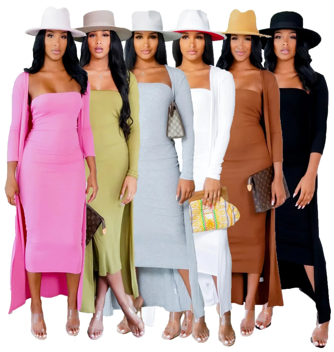 Women Midi Long Party Dress Cardigan Cape Jacket 2 Pieces Set Sexy Strapless 2021 autumm Bodycon Long Sleeve Dresses
Women Midi Long Party Dress Cardigan Cape Jacket 2 Pieces Set Sexy Strapless 2021 autumm Bodycon Long Sleeve Dresses