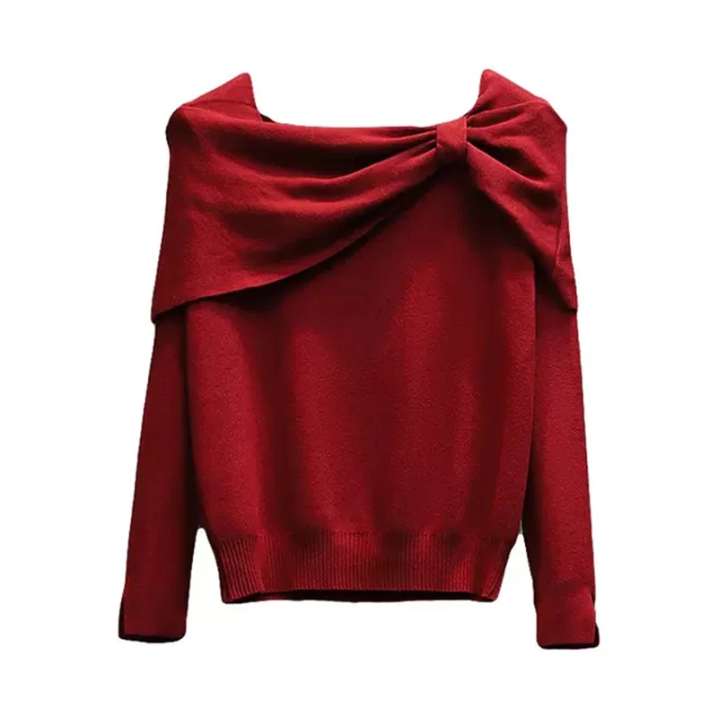 2020 Spring and Autumn New Women's Sexy Off Shoulder Pure Color Knitted Sweater Bow Doll Collar Large Long Sleeve Top Fashion
2020 Spring and Autumn New Women's Sexy Off Shoulder Pure Color Knitted Sweater Bow Doll Collar Large Long Sleeve Top Fashion