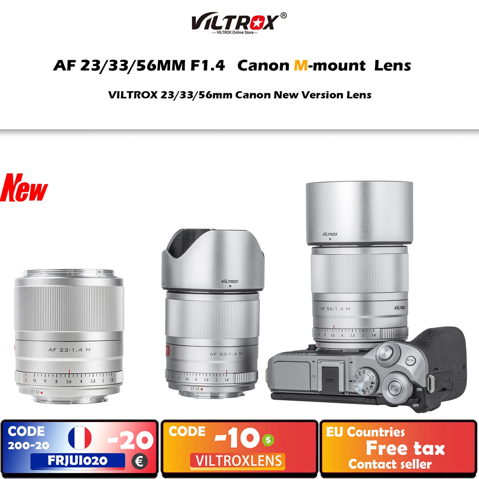 

Viltrox 23/33/56mm F1.4 EF-M STM Auto Focus Large Aperture APS-C Lens Compatible Canon EOS-M M-Mount M10 M100 M3 M6 Camera Lens