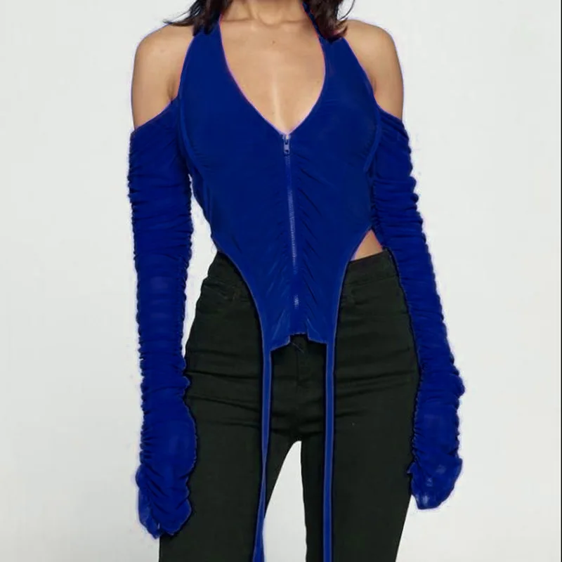 Ruched Patchwork Women Crop Top Mesh Halter See Through Backless Long Sleeve Cold Shoulder Zipper Bodycon Sexy Club Streetwear
Ruched Patchwork Women Crop Top Mesh Halter See Through Backless Long Sleeve Cold Shoulder Zipper Bodycon Sexy Club Streetwear