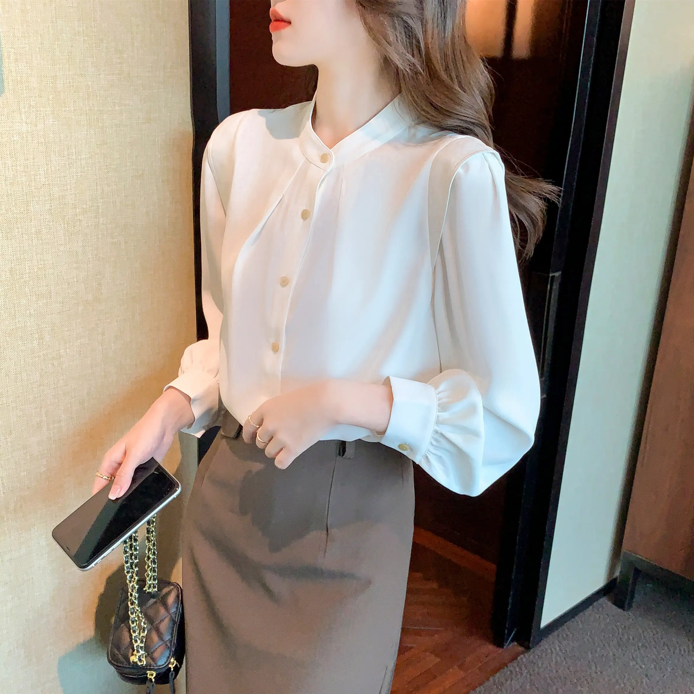 Chiffon Women's Blouse O-neck Girl's Shirt Casual Spring Autumn Short Sleeve Top Fashion Clothing Solid Lady Blusas Houthion
Chiffon Women's Blouse O-neck Girl's Shirt Casual Spring Autumn Short Sleeve Top Fashion Clothing Solid Lady Blusas Houthion