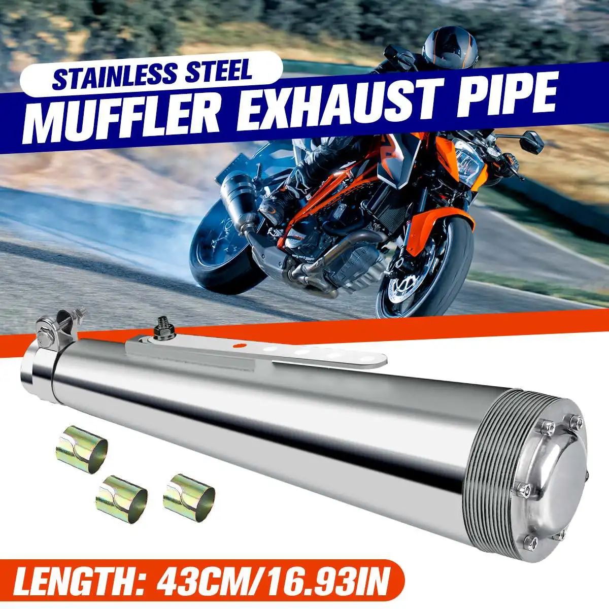 Motorcycle Chrome Exhaust Muffler Pipe Cafe Racer Stainless Steel Muffler Tip Exhaust System Universal
Motorcycle Chrome Exhaust Muffler Pipe Cafe Racer Stainless Steel Muffler Tip Exhaust System Universal