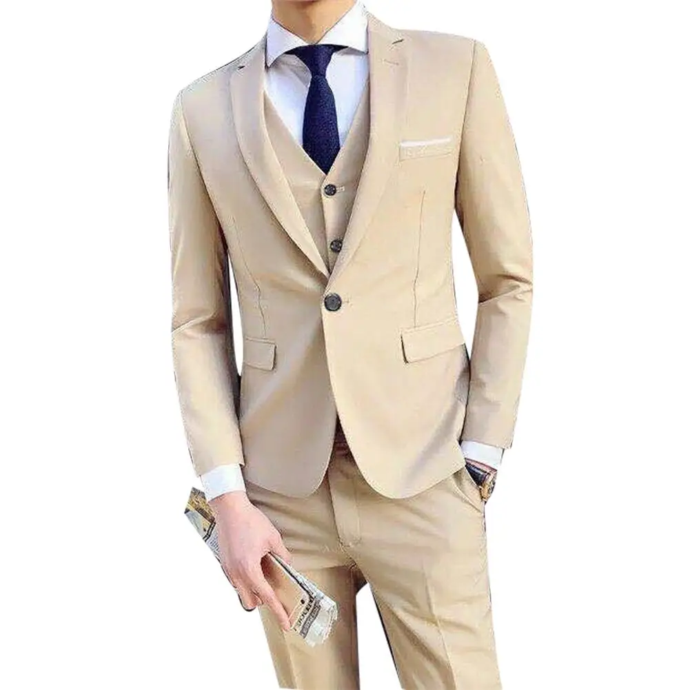 Three Piece Business Party Best Men Suits Peaked Lapel Two Button Custom Made Wedding Groom Tuxedos Jacket Pants Vest
Three Piece Business Party Best Men Suits Peaked Lapel Two Button Custom Made Wedding Groom Tuxedos Jacket Pants Vest