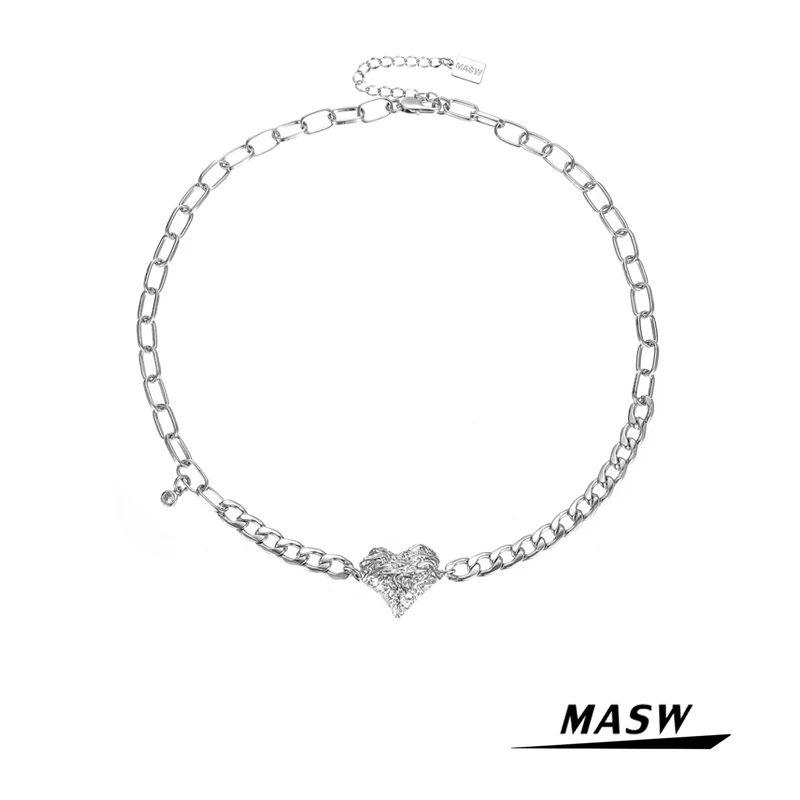 MASW Original Design Big Chunk Chain Necklace 2021 New Trend One Layer Geometric Heart Pendant Necklace For Women Trendy Jewelry
MASW Original Design Big Chunk Chain Necklace 2021 New Trend One Layer Geometric Heart Pendant Necklace For Women Trendy Jewelry