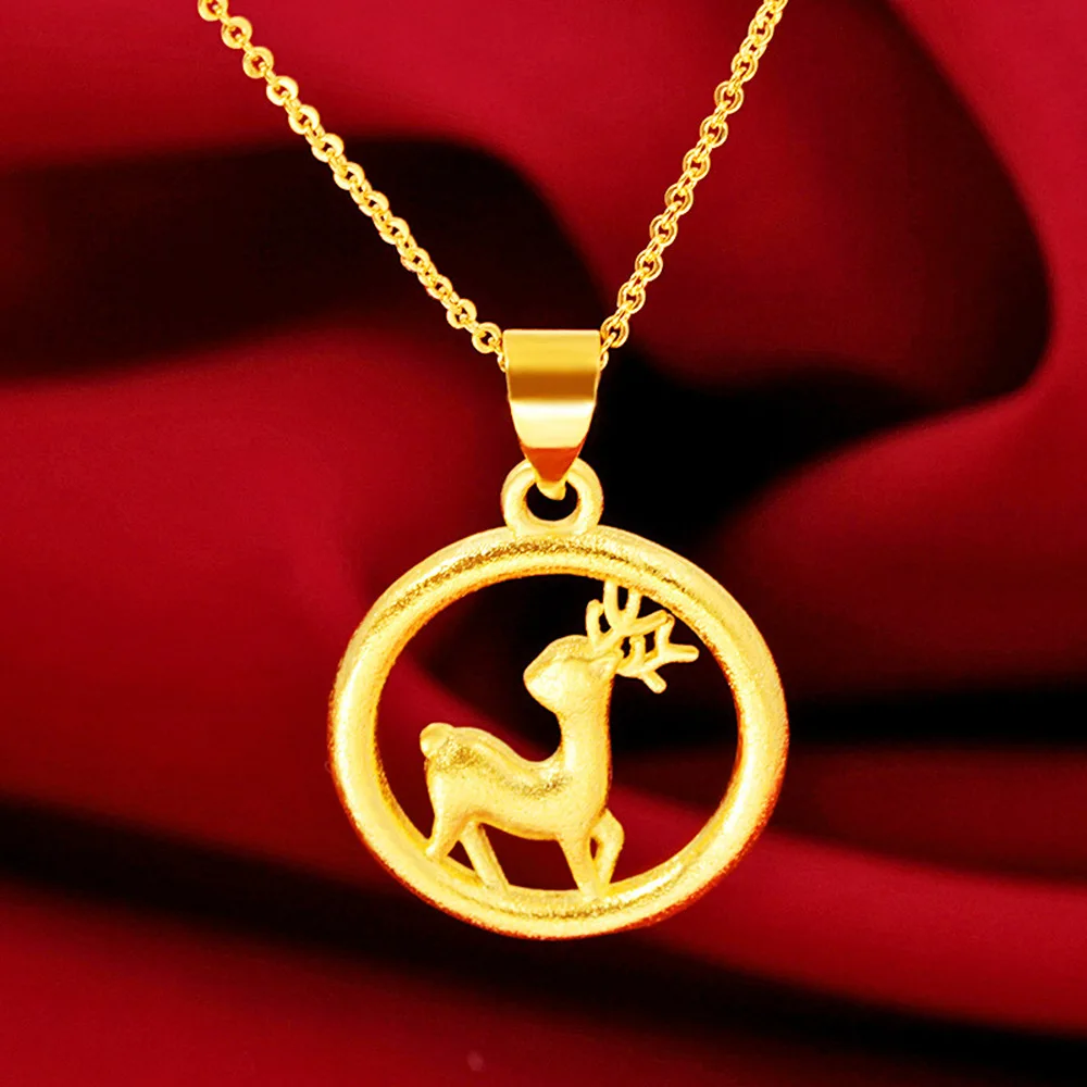 

VAMOOSY Fashion Elk Deer Pendant Necklace for Women Vintage Tiny Link Chain Choker Coin Necklaces Wedding Jewelry Christmas Gift