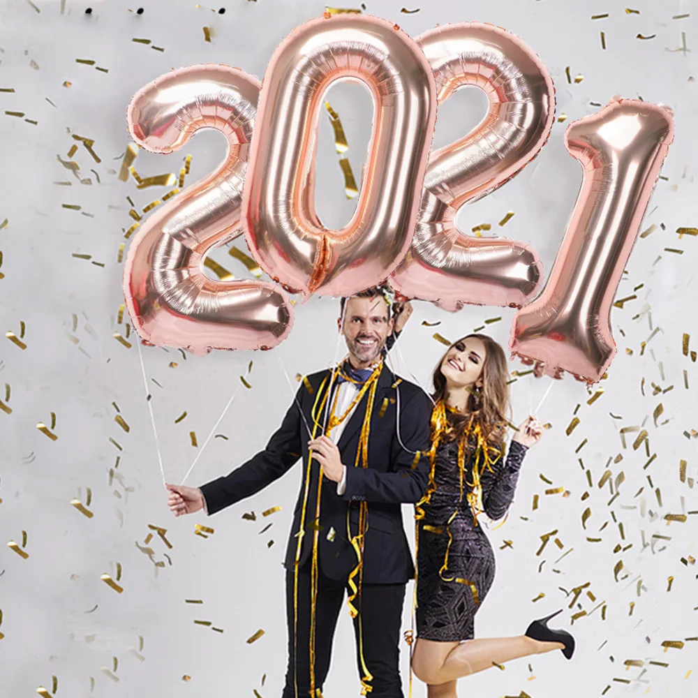 

2021 Happy New Year Number Foil Balloon Champagne Merry Christmas Decoration Eve Party Latex Balloons Chain Garland Supplies