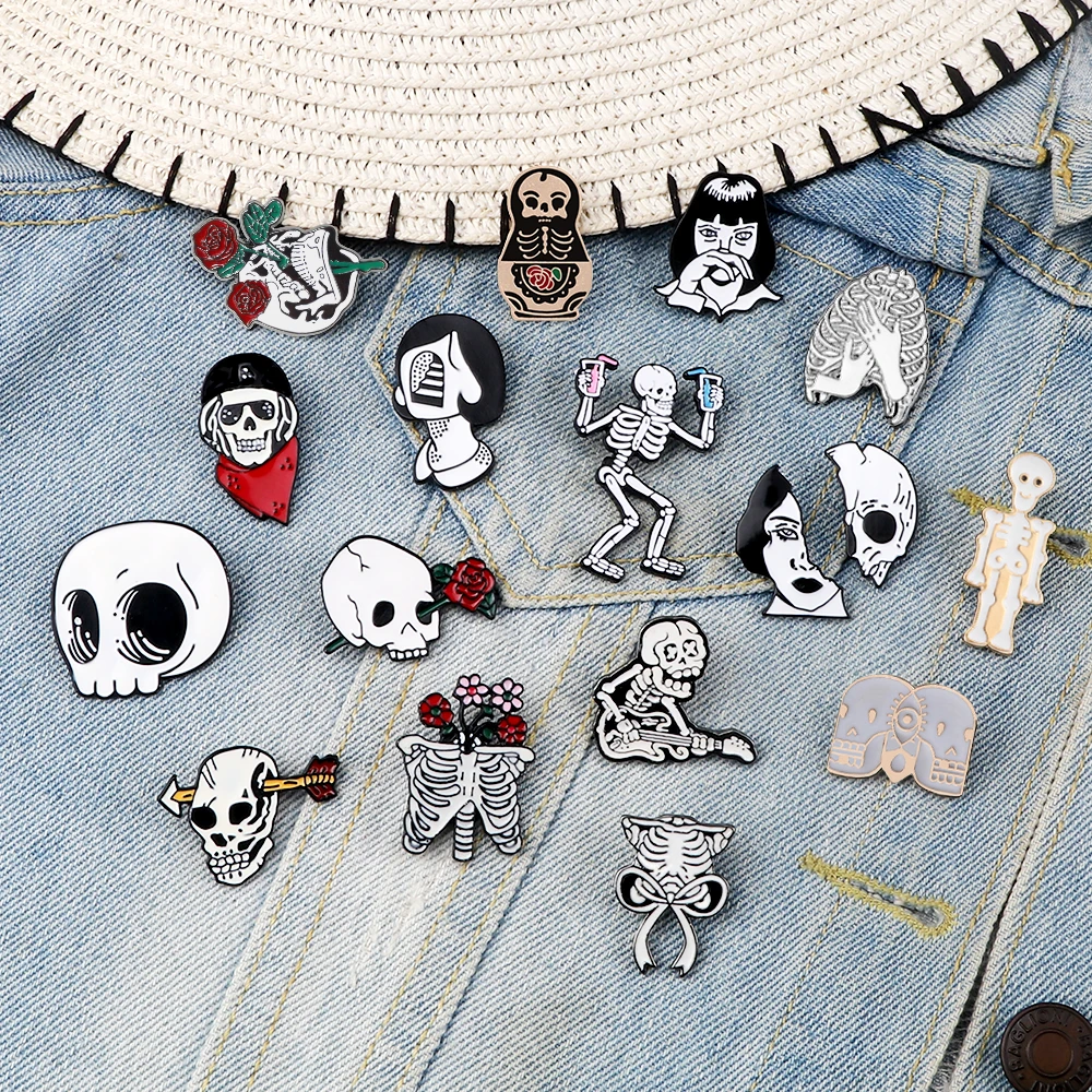 Skeleton Enamel Pins Movie Role Women Face Brooches Punk Dark Gothic Skeleton Skull Collection Badge Party Gifts For Women Men 
Skeleton Enamel Pins Movie Role Women Face Brooches Punk Dark Gothic Skeleton Skull Collection Badge Party Gifts For Women Men