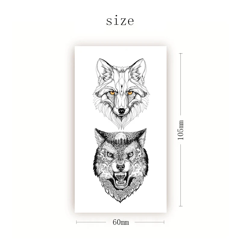 Arctic Fox Orange Eyes Temporary Tattoo Sticker Black Wolf Forest Totem Fake Tattoos Waterproof Tatoos Neck Small Size Women Men
Arctic Fox Orange Eyes Temporary Tattoo Sticker Black Wolf Forest Totem Fake Tattoos Waterproof Tatoos Neck Small Size Women Men