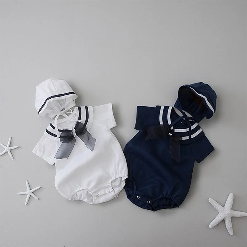 2021 Summer Newborn Navy Style Baby Romper Child Boys Girls White Jumpsuit+Hat 2Pcs Outfits Baby Birthday Muslin Clothes Set
2021 Summer Newborn Navy Style Baby Romper Child Boys Girls White Jumpsuit+Hat 2Pcs Outfits Baby Birthday Muslin Clothes Set
