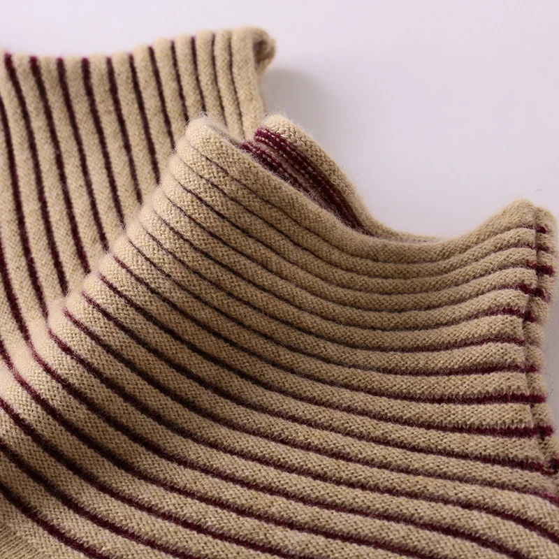 BARESKIY Cashmere Sweater Women's Turtleneck Knit Cashmere Sweater Striped Slim Pullover Warm Long Sleeve Women's Sweater
BARESKIY Cashmere Sweater Women's Turtleneck Knit Cashmere Sweater Striped Slim Pullover Warm Long Sleeve Women's Sweater