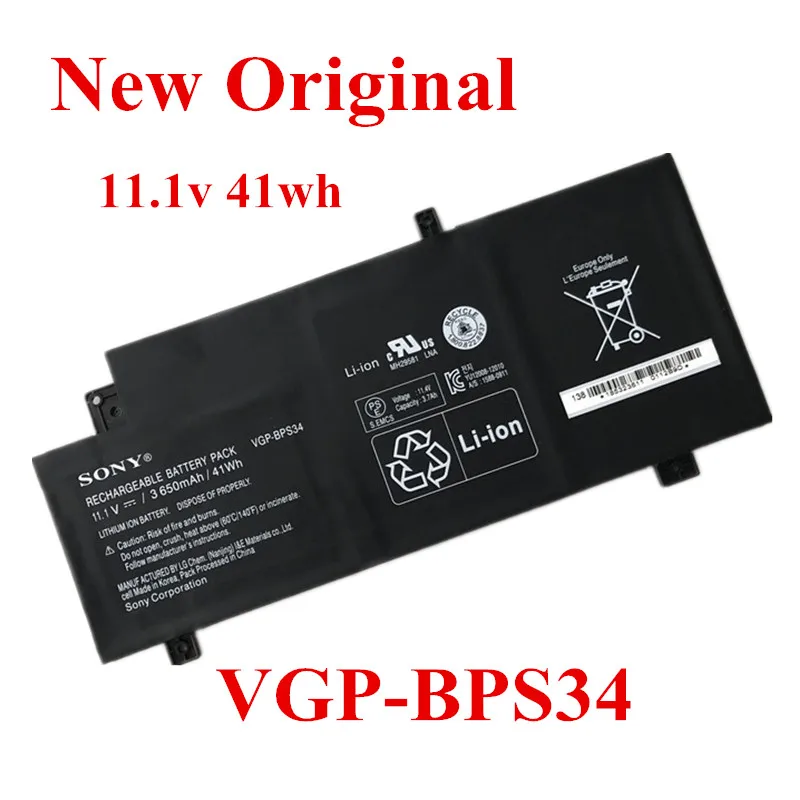 Новый оригинальный сменный литий-ионный аккумулятор для ноутбука SONY VGP-BPS34 SVF14A18SC F14A18 11,1 v 41wh 
Новый оригинальный сменный литий-ионный аккумулятор для ноутбука SONY VGP-BPS34 SVF14A18SC F14A18 11,1 v 41wh