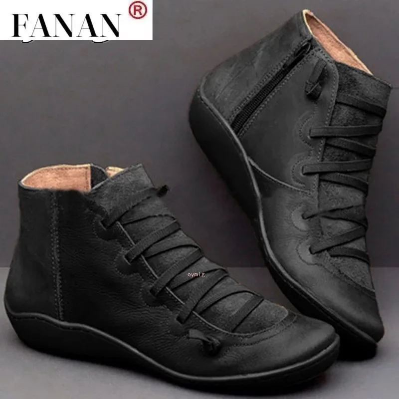 Women Boots Socofy Leather Ankle Boots Flat Shoes Autumn Winter Snow Boots Cross Strappy Punk Boots Ladies Shoes Botas Mujer2021 
Women Boots Socofy Leather Ankle Boots Flat Shoes Autumn Winter Snow Boots Cross Strappy Punk Boots Ladies Shoes Botas Mujer2021