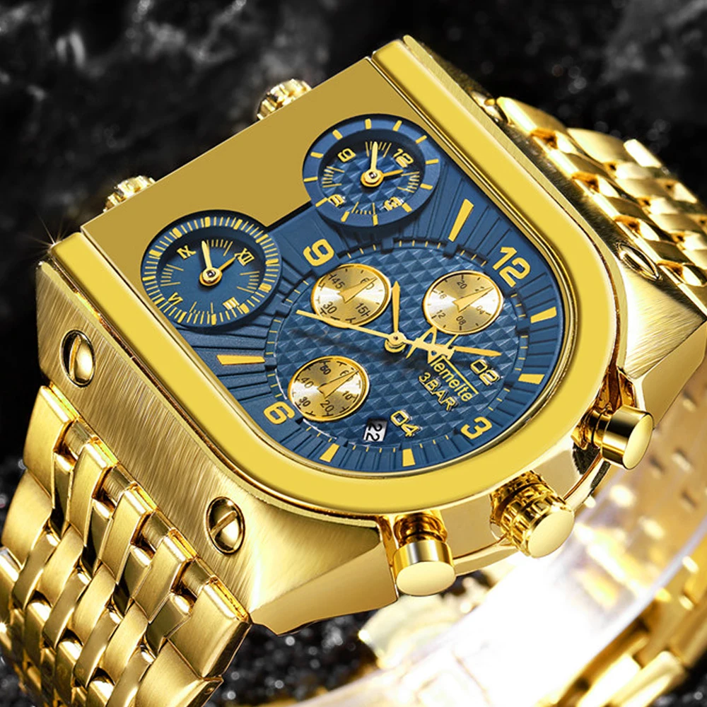 TEMEITE золотые мужские часы лучший бренд класса люкс Нержавеющая Сталь военные