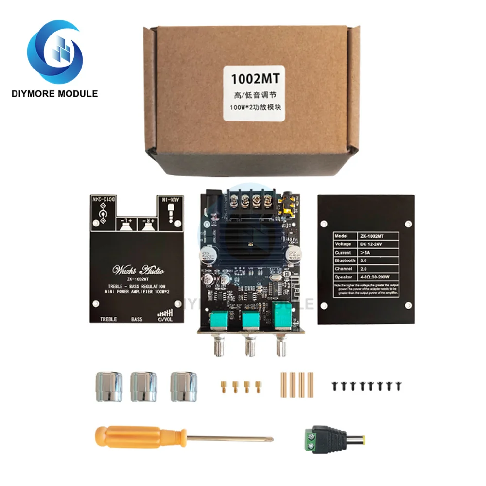 ZK-1002MT 2*100W Bluetooth 5.0 Subwoofer Amplifier Board 2.0 Channel High Power Audio Stereo Amplifier Board AUX Bass Treble AMP
ZK-1002MT 2*100W Bluetooth 5.0 Subwoofer Amplifier Board 2.0 Channel High Power Audio Stereo Amplifier Board AUX Bass Treble AMP