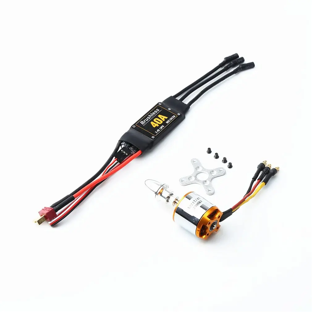 A2217 2300KV Brushless Motor 40A ESC With T plug and 3.5mm Banana Connectors for RC Fixed Wing Plane Helicopter
A2217 2300KV Brushless Motor 40A ESC With T plug and 3.5mm Banana Connectors for RC Fixed Wing Plane Helicopter