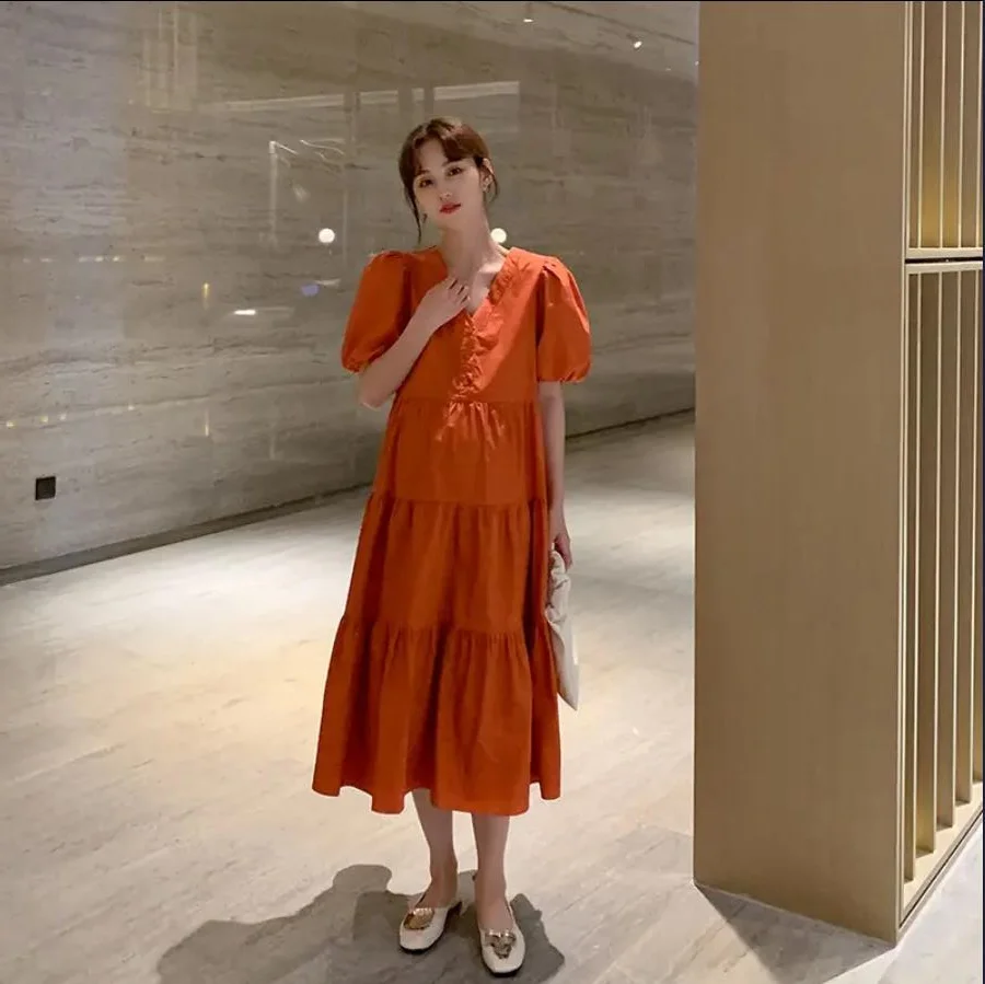 8836# 2021 Summer Fashion Cotton Maternity Long Dress Elegant V Neck Slim Waist Patchwork A Line Clothes for Pregnant Women 
8836# 2021 Summer Fashion Cotton Maternity Long Dress Elegant V Neck Slim Waist Patchwork A Line Clothes for Pregnant Women