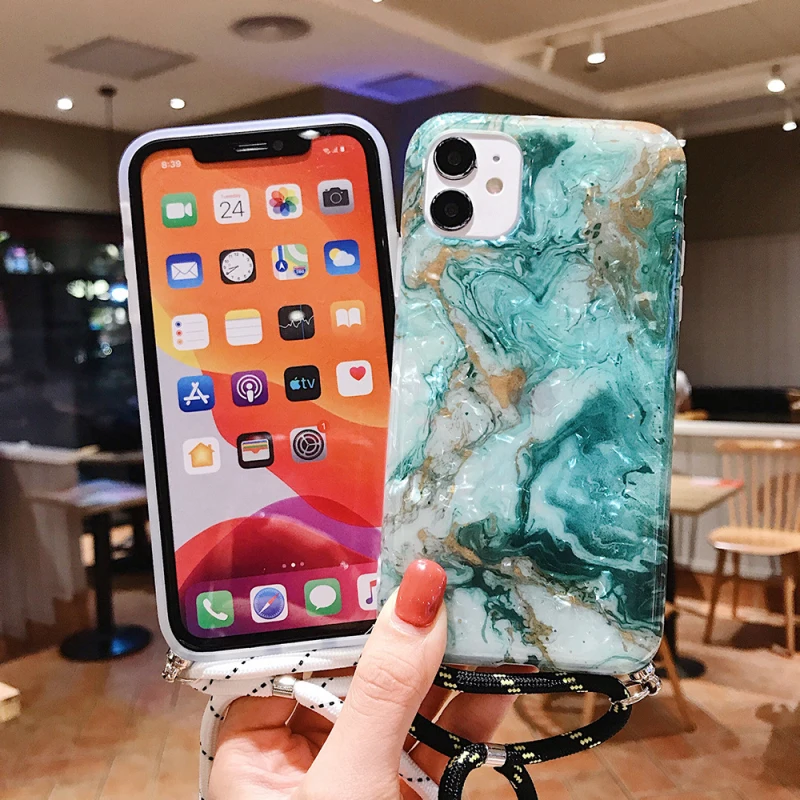 Shell Texture Marble Phone Cases For IPhone 11 Pro Max X XR XS Max 7 8 Plus Soft Silicone Coque With Shoulder Straps Back Cover
Shell Texture Marble Phone Cases For IPhone 11 Pro Max X XR XS Max 7 8 Plus Soft Silicone Coque With Shoulder Straps Back Cover