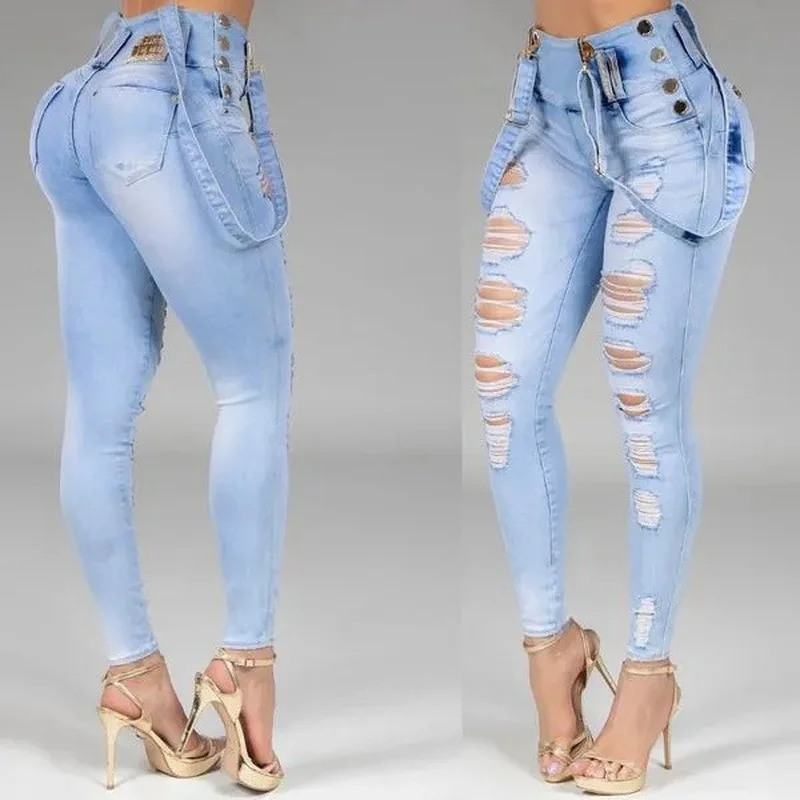 Women Jeans High Waisted Straight Skinny Stretchy Pant Streetwear Ladies Hole Washed Bandage Denim Pencil Pants Trousers 2021 
Women Jeans High Waisted Straight Skinny Stretchy Pant Streetwear Ladies Hole Washed Bandage Denim Pencil Pants Trousers 2021