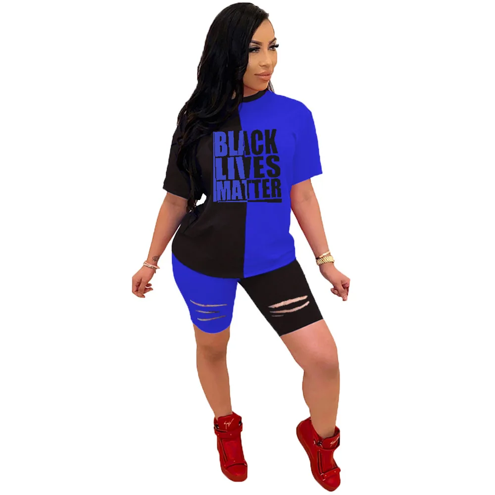 Color Block Spliced 2 Piece Club Outfit Summer Tracksuit Letter Print Short Sleeve T Shirt Hole Biker Short Casual Two Piece Set
Color Block Spliced 2 Piece Club Outfit Summer Tracksuit Letter Print Short Sleeve T Shirt Hole Biker Short Casual Two Piece Set