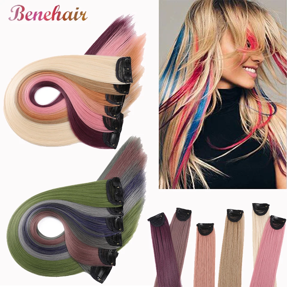 Benehair 24inch Colored Long Straight Synthetic Chip In Hair Extensions Highlight Rainbow Hair Clips Grey Blue Purple Hairpieces
Benehair 24inch Colored Long Straight Synthetic Chip In Hair Extensions Highlight Rainbow Hair Clips Grey Blue Purple Hairpieces