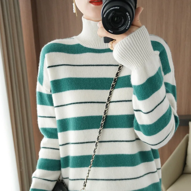 Cashmere sweater women's turtleneck sweater 100% wool knit pullover soft and warm long-sleeved sweater loose plus size top
Cashmere sweater women's turtleneck sweater 100% wool knit pullover soft and warm long-sleeved sweater loose plus size top