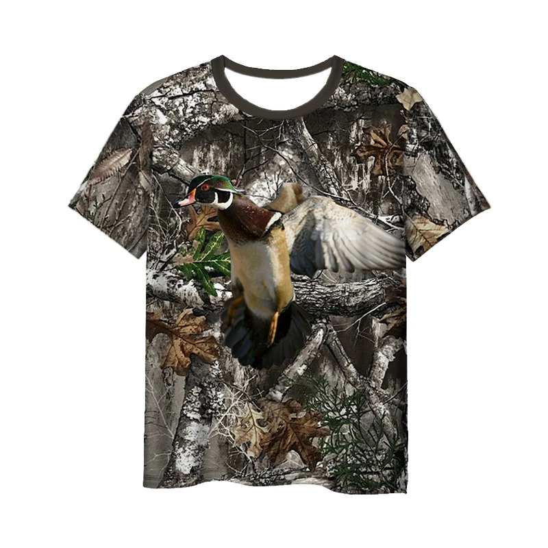 

New Fashion Hunting 3D Print Duck Men's Women's T-shirt Casual Style Design Short Sleeves Summer Handsome Tee V8