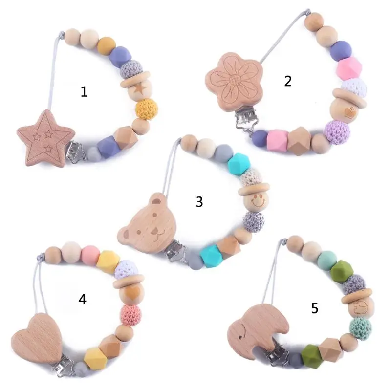 Wooden Bead Dummy Clip Holder Cute Pacifier Clips Soother Chains Baby Teething Toy for Baby 
Wooden Bead Dummy Clip Holder Cute Pacifier Clips Soother Chains Baby Teething Toy for Baby