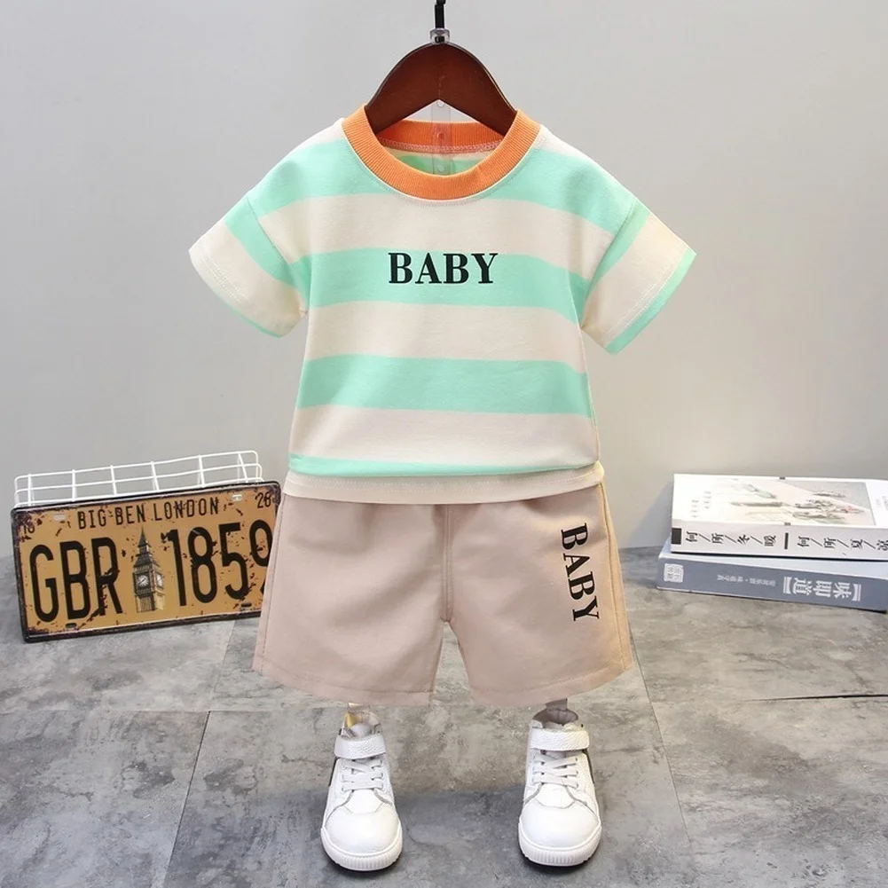 Korean Version Children's Clothing Sets Summer Stripe Short-sleeved Girls Fashion Clothes Boys Korean Style Two-piece Suit
Korean Version Children's Clothing Sets Summer Stripe Short-sleeved Girls Fashion Clothes Boys Korean Style Two-piece Suit