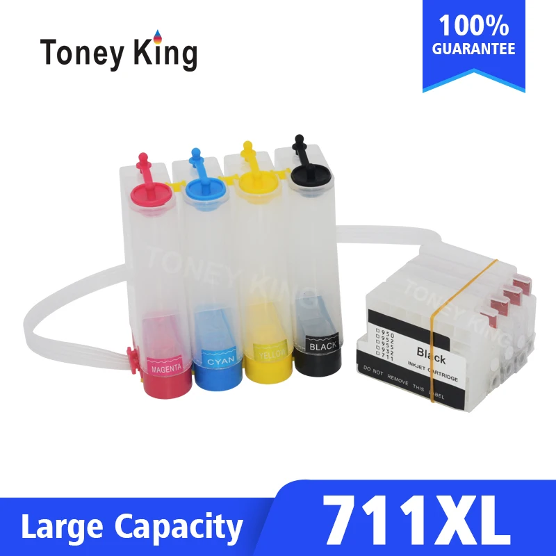 Toney King For HP 711 XL Continuous Ink System Kit For HP Designjet T120 24 T120 610 T520 24 T520 36 Printer With Reset Chip
Toney King For HP 711 XL Continuous Ink System Kit For HP Designjet T120 24 T120 610 T520 24 T520 36 Printer With Reset Chip