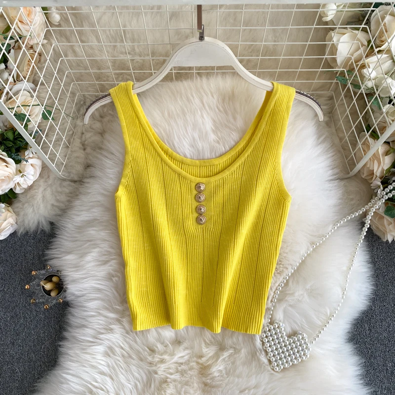 Knitwear Short Top Women's Summer 2021New Fashion Versatile High Waist Thin Simple Solid Color Suspender Vest
Knitwear Short Top Women's Summer 2021New Fashion Versatile High Waist Thin Simple Solid Color Suspender Vest