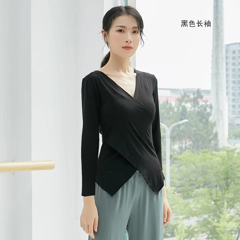 Women's Yoga Tshirt Casual Long-Sleeved Cross-Neck Latin Dance Tops Modern Dance Clothes Yoga Clothes Sportswear Female
Women's Yoga Tshirt Casual Long-Sleeved Cross-Neck Latin Dance Tops Modern Dance Clothes Yoga Clothes Sportswear Female
