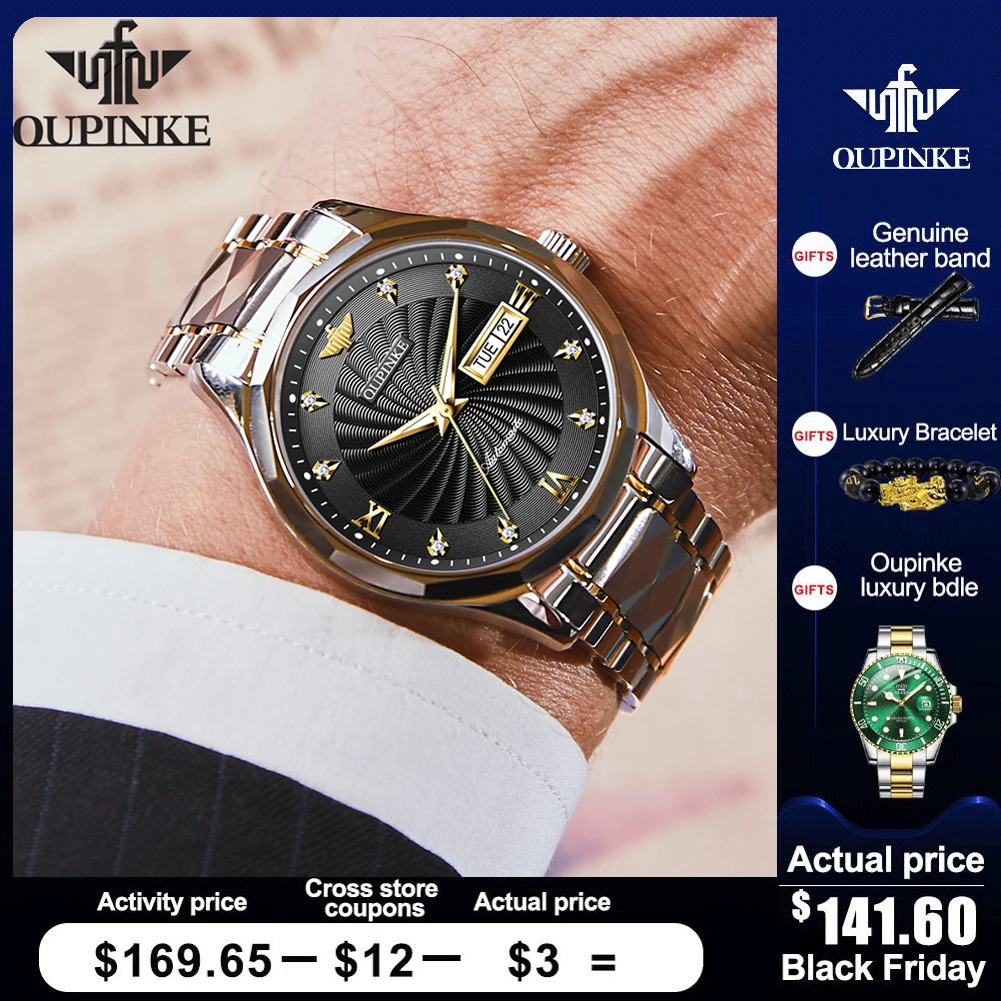 OUPINKE Men Automatic Mechanical Watch Luminous Diamond Waterproof Business Watch Top Luxury Brand Relogio Masculino
OUPINKE Men Automatic Mechanical Watch Luminous Diamond Waterproof Business Watch Top Luxury Brand Relogio Masculino