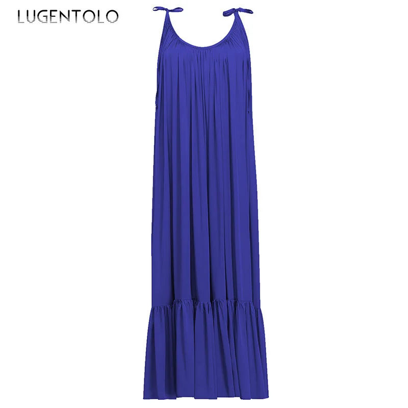 Lugentolo Beach Dress Women Summer Sexy Backless Loose Lace-up Dresses Solid Female Casual Spaghetti Strap Long Dress
Lugentolo Beach Dress Women Summer Sexy Backless Loose Lace-up Dresses Solid Female Casual Spaghetti Strap Long Dress