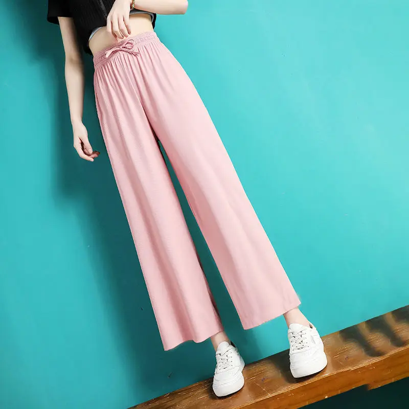 Nine point ice silk wide leg pants women's summer thin high waist drop straight pants casual floor dragging pants loose and thin
Nine point ice silk wide leg pants women's summer thin high waist drop straight pants casual floor dragging pants loose and thin