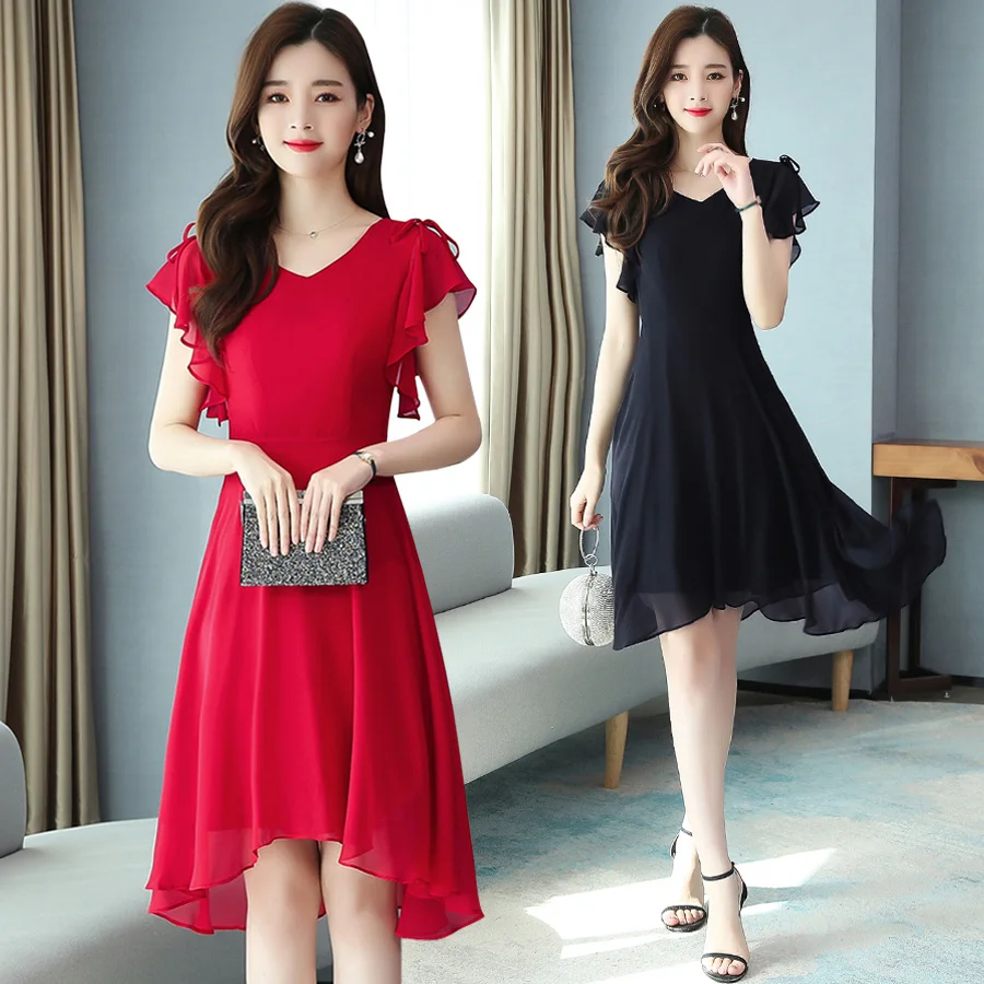 Solid Color Dresses Summer New Female Hepburn Style Irregularly Slimming Flared Lotus Sleeves Chiffon Dress 2021 Fashion New
Solid Color Dresses Summer New Female Hepburn Style Irregularly Slimming Flared Lotus Sleeves Chiffon Dress 2021 Fashion New