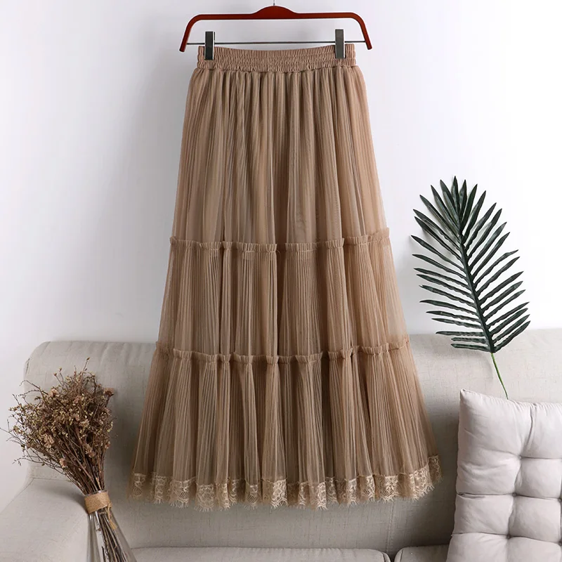 Harajuku Solid Tulle Skirts Preppy Style A-Line High Waist Pleated Faldas Mujer Korean Summer Beach Style Female Skirt
Harajuku Solid Tulle Skirts Preppy Style A-Line High Waist Pleated Faldas Mujer Korean Summer Beach Style Female Skirt