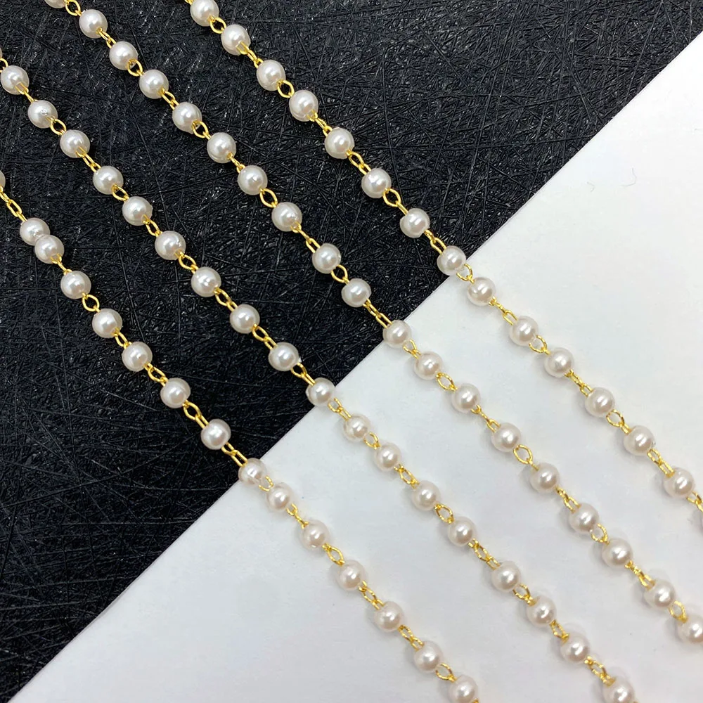 Golden Handmade Chain Imitation Pearl Fashion Copper Chain for DIY Jewelry Making Necklace Bracelet Jewelry Accessories 1 Meter
Golden Handmade Chain Imitation Pearl Fashion Copper Chain for DIY Jewelry Making Necklace Bracelet Jewelry Accessories 1 Meter