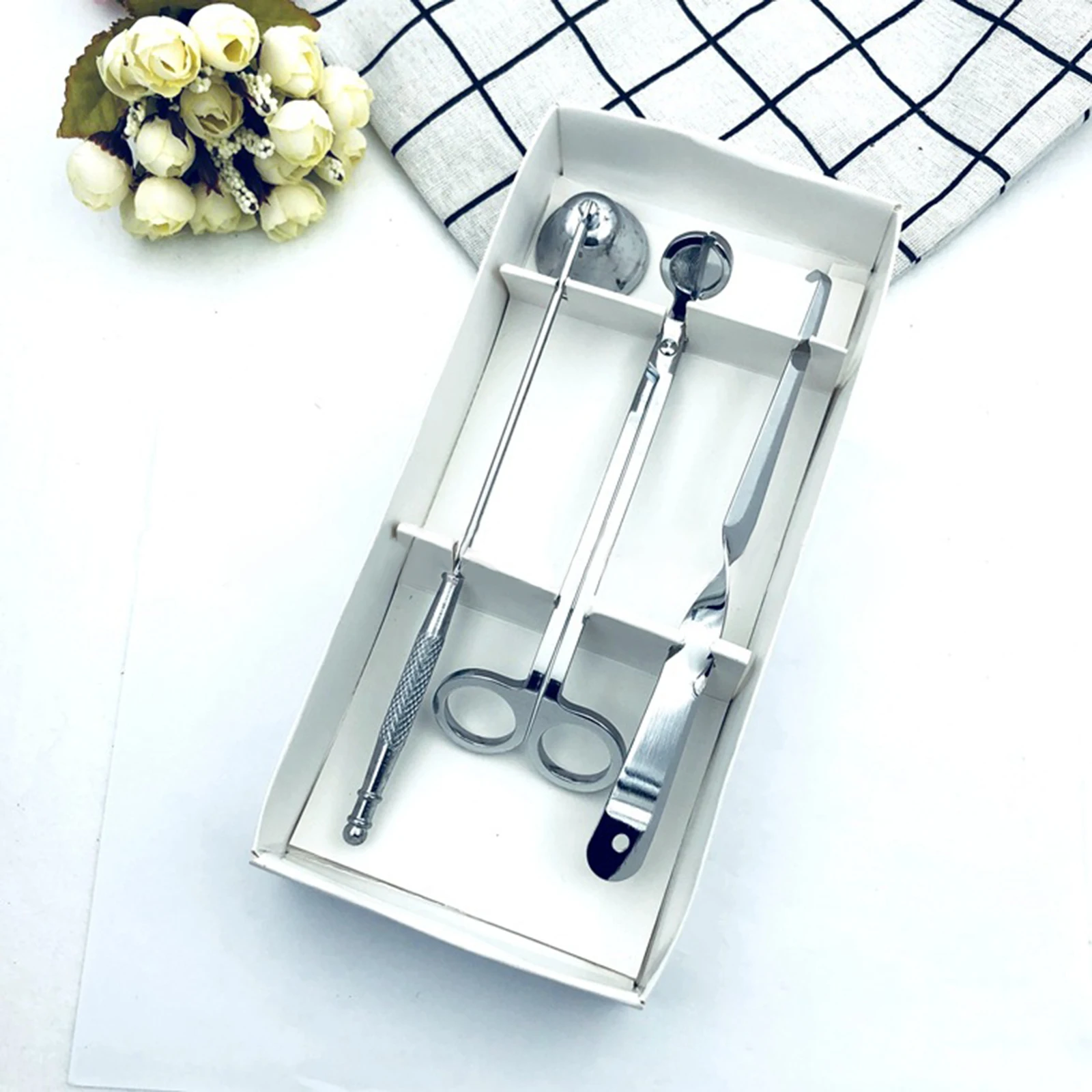 3pcs/kit Candle Tool Set Candle Accessories Stainless-Steel Candle Scissor Hook Extinguisher with Gift Box Christmas Gift
3pcs/kit Candle Tool Set Candle Accessories Stainless-Steel Candle Scissor Hook Extinguisher with Gift Box Christmas Gift
