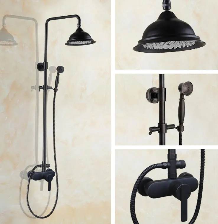 Black Oil Rubbed Brass Wall Mounted Bathroom Rainfall Handheld Shower Faucet Set Single Handle Mixer Tap Dhg153
Black Oil Rubbed Brass Wall Mounted Bathroom Rainfall Handheld Shower Faucet Set Single Handle Mixer Tap Dhg153