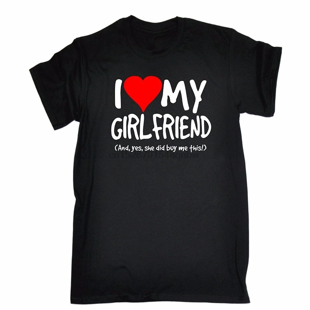 Футболки с принтом новая летняя стильная забавная футболка надписью I Love My Girlfriend