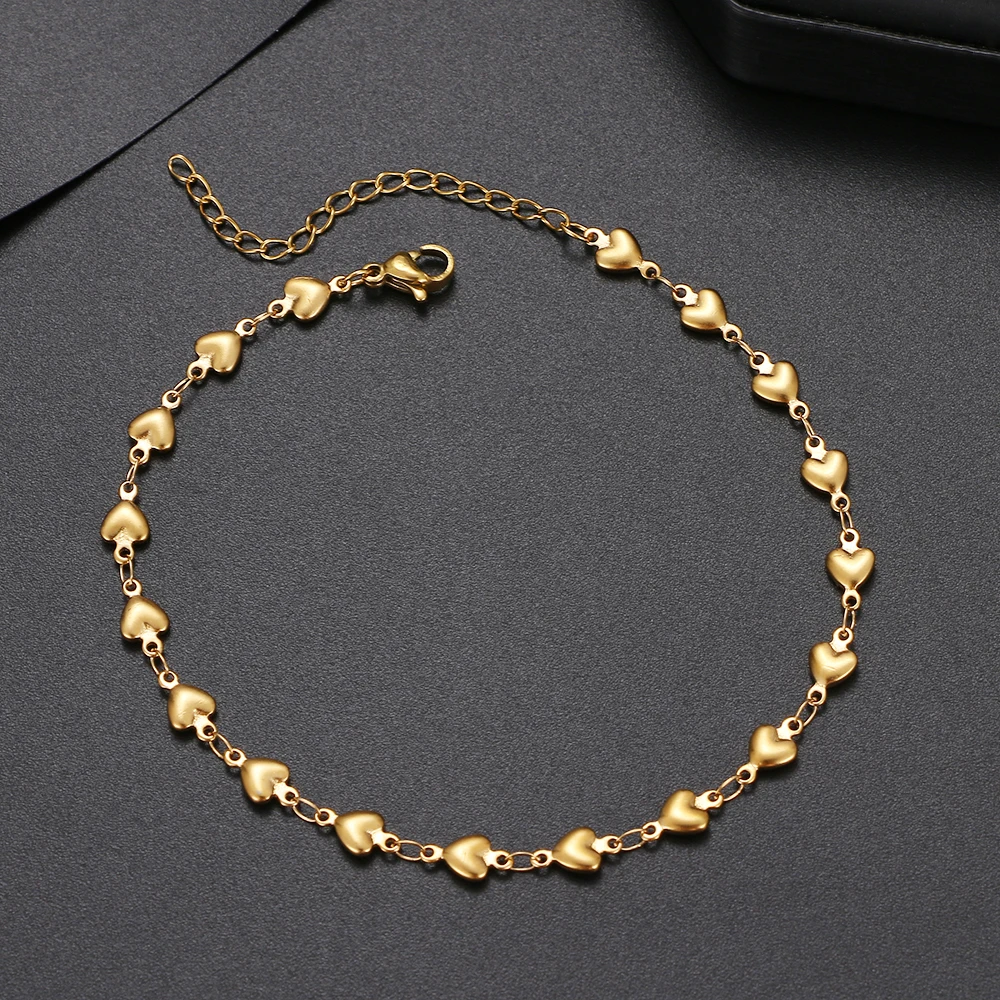 

2022 Stainless Steel Fashion New Chain Heart Anklets Barefoot Gold Color Anklet For Women Jewelry Party Friends Gifts NEW Summer