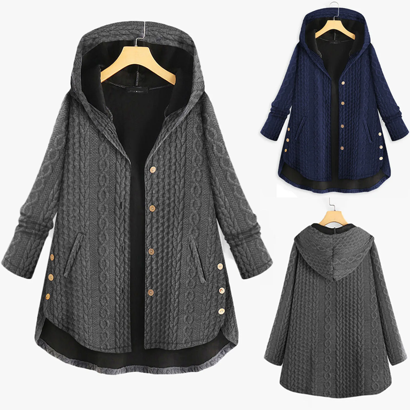 Winter Coats For Women Fashion Long Sleeve Pocket T-Shirt Autumn Solid Color Blouse Ladies Casual Hooded Cardigan Button Coat
Winter Coats For Women Fashion Long Sleeve Pocket T-Shirt Autumn Solid Color Blouse Ladies Casual Hooded Cardigan Button Coat