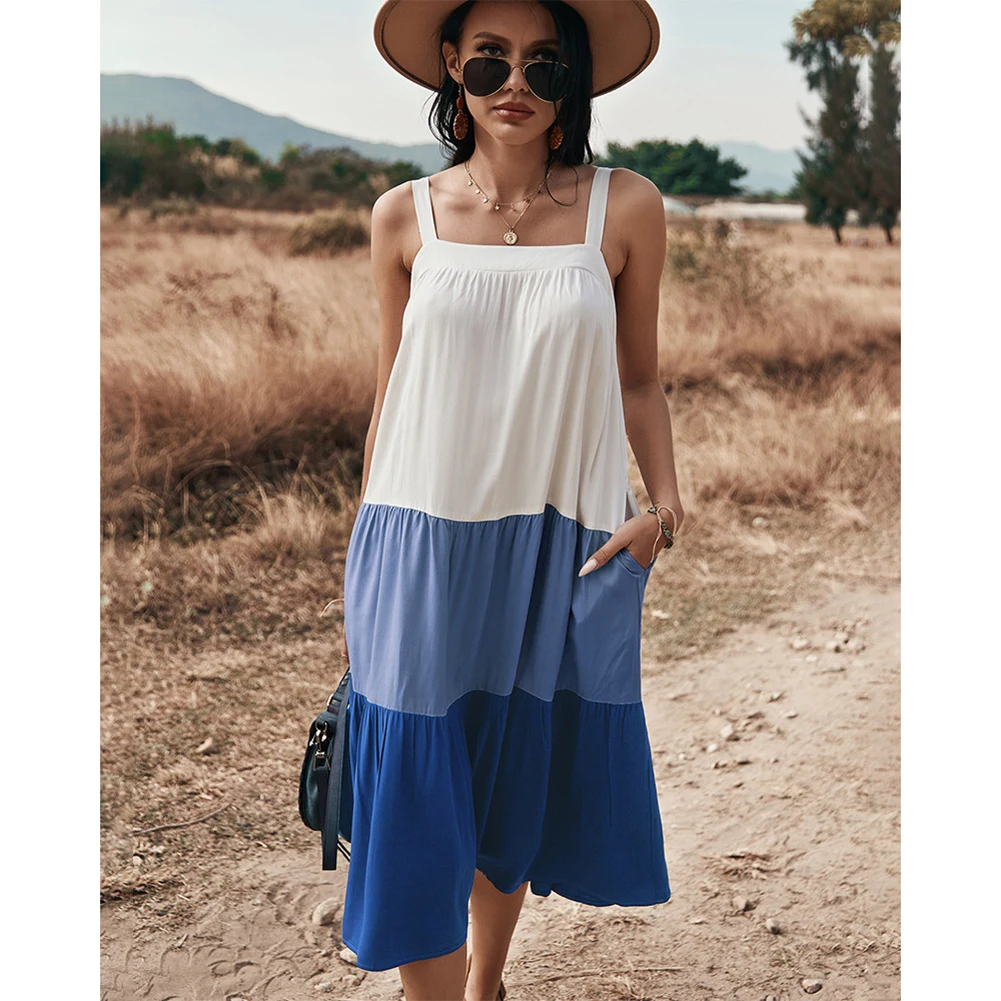 Women's Colorblock Sling Dress Sleeveless High Waist Flowy Dress Large Swing BMF88
Women's Colorblock Sling Dress Sleeveless High Waist Flowy Dress Large Swing BMF88