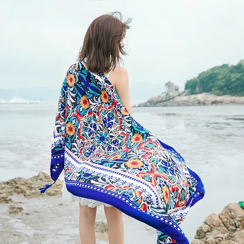 Ethnic Boho Summer Beach Travel Scarf Shawl Women Tassel Printing Shawl Scarf Seaside Holiday Sunscreen Large Size
Ethnic Boho Summer Beach Travel Scarf Shawl Women Tassel Printing Shawl Scarf Seaside Holiday Sunscreen Large Size