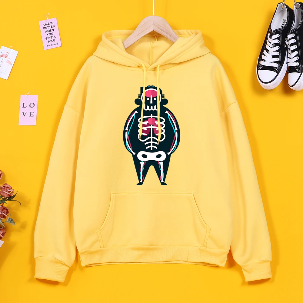 Толстовки с капюшоном и Забавный Скелет свитшот с рисунком, круглый воротник, длинные рукава для женщин в Корейском стиле с длинными рукава... 
Толстовки с капюшоном и Забавный Скелет свитшот с рисунком, круглый воротник, длинные рукава для женщин в Корейском стиле с длинными рукава...