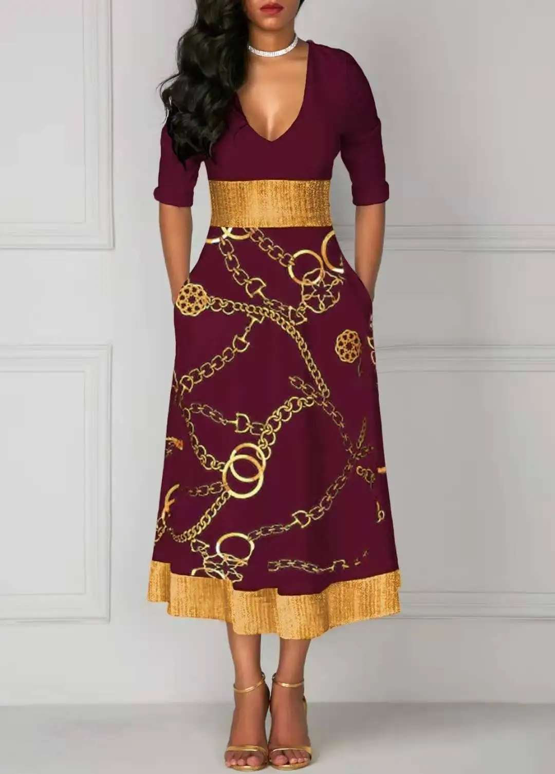 Autumn Winter Women Casual Home V-neck Long Sleeve Printed Dress Long Printed Dress Plus Size
Autumn Winter Women Casual Home V-neck Long Sleeve Printed Dress Long Printed Dress Plus Size