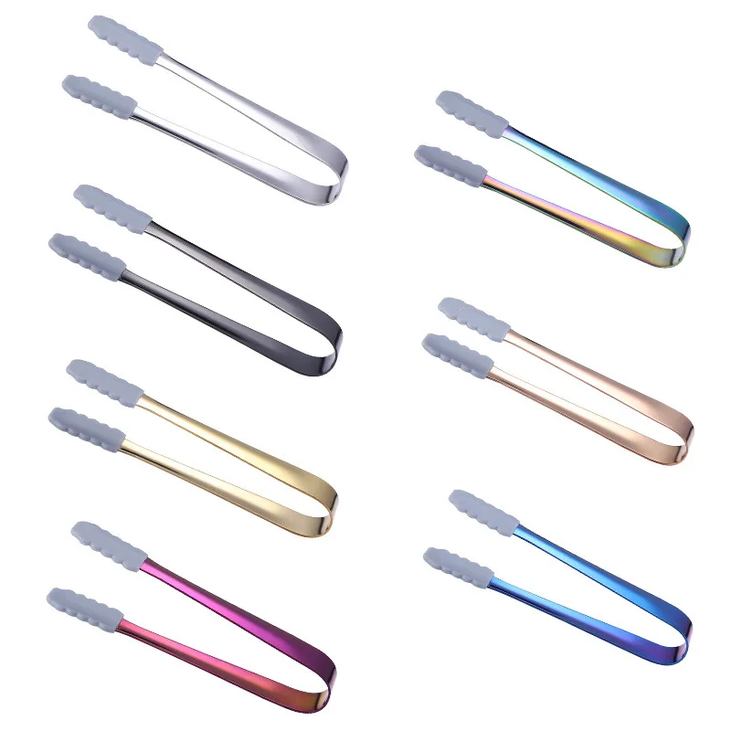 304 Stainless Steel Ice Tongs with Silicone Head Non-slip Creative Gilded Food Ice Tongs Kitchen Stuff BBQ Clips Tools
304 Stainless Steel Ice Tongs with Silicone Head Non-slip Creative Gilded Food Ice Tongs Kitchen Stuff BBQ Clips Tools